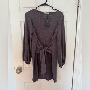 Long Sleeve Sweater Dress in Charcoal Gray
